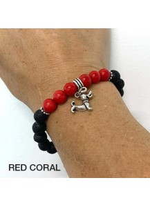 Dachshund lava/semi precious stone bracelets